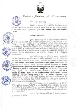 Resolución Jefatural N° 361-2001/AGN/J