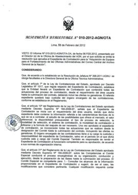 Resolución Directoral N° 010-2012-AGN/OTA