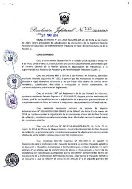 Resolución Jefatural N° 115-2014-AGN/J