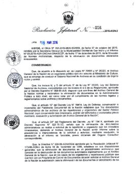 Resolución Jefatural N° 056-2016-AGN/J