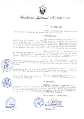 Resolución Jefatural N° 020-1999/AGN/J