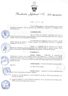 Resolución Jefatural N° 375-1999/AGN/J