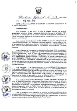 Resolución Jefatural N° 149-2019-AGN/J