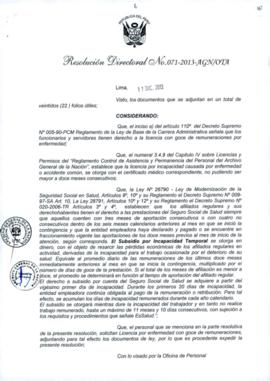 Resolución Directoral N° 071-2013-AGN/OTA