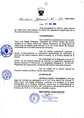 Resolución Jefatural N° 243-2006-AGN/J