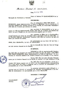 Resolución Directoral N° 16-85-AGN/OA
