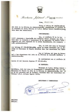 Resolución Jefatural N° 186-1982/AGN/J