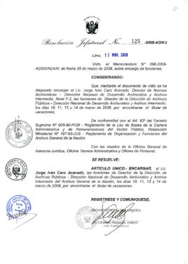 Resolución Jefatural N° 125-2008-AGN/J