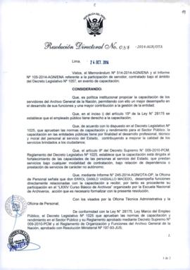 Resolución Directoral N° 037-2014-AGN/OTA