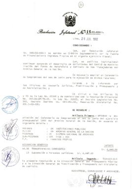 Resolución Jefatural N° 116-1992/AGN/J
