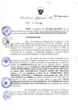 Resolución Jefatural N° 240-2003-AGN/J