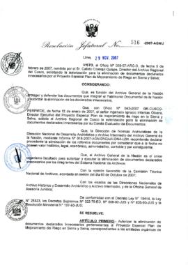 Resolución Jefatural N° 516-2007-AGN/J