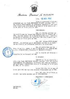 Resolución Directoral N° 027-92-AGN/OGA
