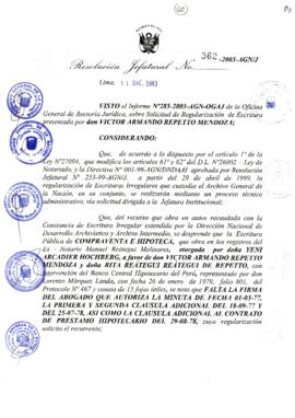 Resolución Jefatural N° 362-2003-AGN/J