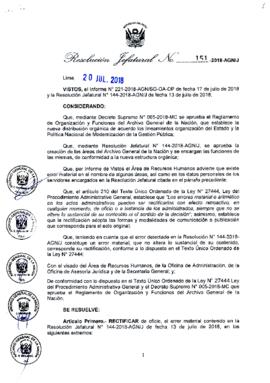 Resolución Jefatural N° 151-2018-AGN/J