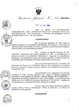 Resolución Jefatural N° 492-2009-AGN/J
