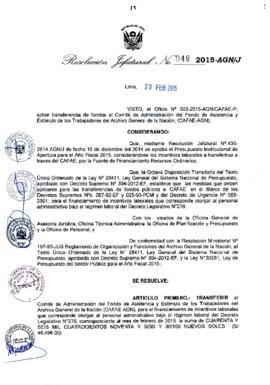 Resolución Jefatural N° 048-2015-AGN/J