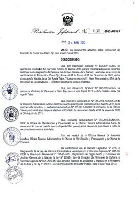 Resolución Jefatural N° 035-2013-AGN/J
