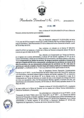 Resolución Directoral N° 054-2016-AGN/OTA