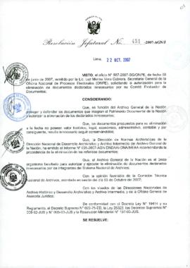 Resolución Jefatural N° 451-2007-AGN/J