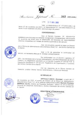 Resolución Jefatural N° 312-2003-AGN/J