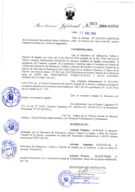Resolución Jefatural N° 263-2004-AGN/J