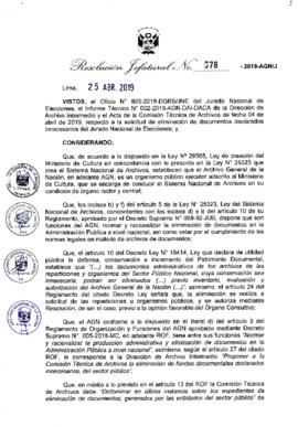 Resolución Jefatural N° 078-2019-AGN/J