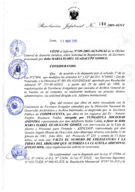 Resolución Jefatural N° 149-2005-AGN/J