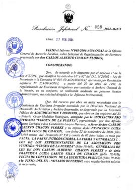 Resolución Jefatural N° 058-2004-AGN/J