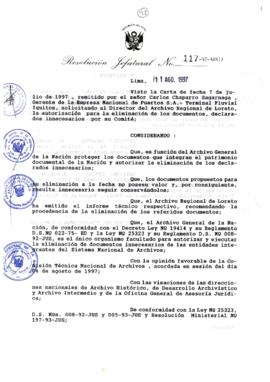 Resolución Jefatural N° 117-1997/AGN/J
