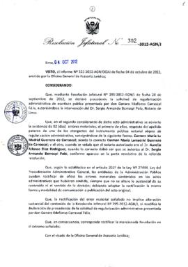 Resolución Jefatural N° 302-2012-AGN/J