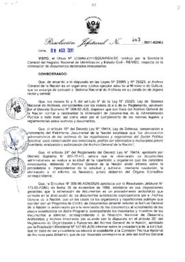Resolución Jefatural N° 303-2011-AGN/J