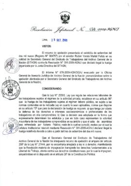 Resolución Jefatural N° 450-2009-AGN/J