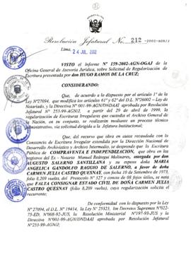 Resolución Jefatural N° 212-2002/AGN/J