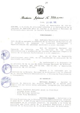 Resolución Jefatural N° 089-1995/AGN/J