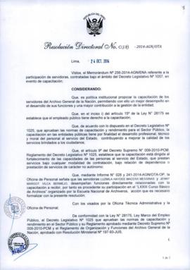 Resolución Directoral N° 038-2014-AGN/OTA