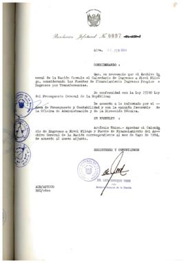 Resolución Jefatural N° 097-1984/AGN/J