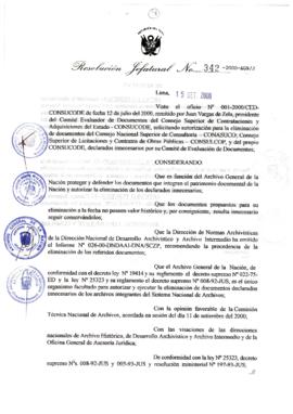 Resolución Jefatural N° 342-2000/AGN/J