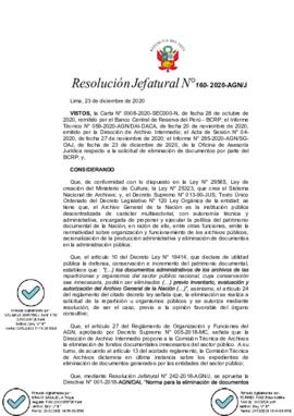 Resolución Jefatural N° 160-2020-AGN/J