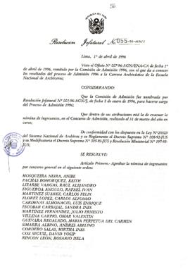 Resolución Jefatural N° 055-1996/AGN/J