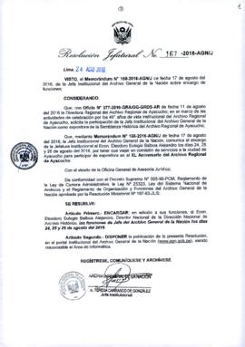 Resolución Jefatural N° 167-2016-AGN/J