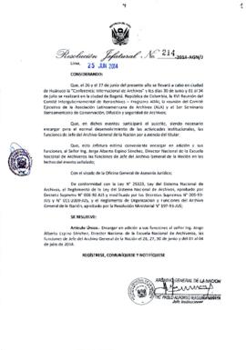 Resolución Jefatural N° 214-2014-AGN/J