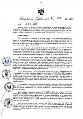 Resolución Jefatural N° 269-2019-AGN/J