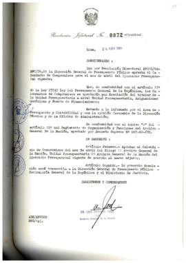 Resolución Jefatural N° 072-1984/AGN/J