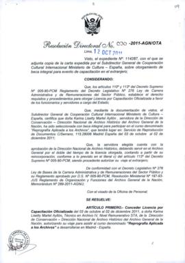 Resolución Directoral N° 030-2011-AGN/OTA
