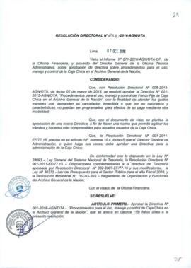 Resolución Directoral N° 036-2016-AGN/OTA