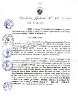 Resolución Jefatural N° 142-2002/AGN/J