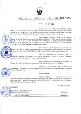 Resolución Jefatural N° 310-2006-AGN/J