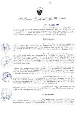 Resolución Jefatural N° 180-1996/AGN/J