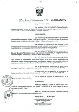 Resolución Directoral N° 009-2010-AGN/OTA